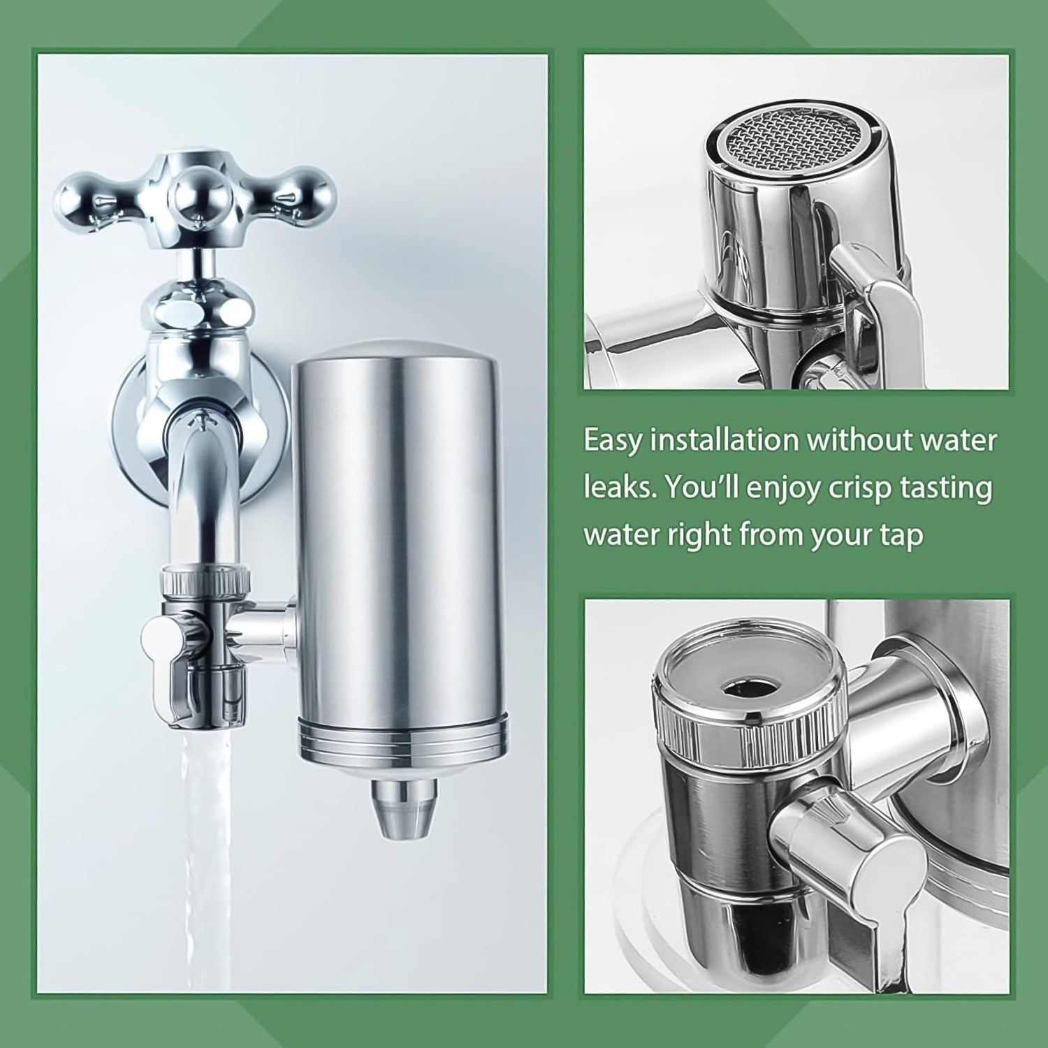 304 Stainless Steel Faucet Mount Water Filter, Water Purifier (1 Set) Variety Bazaar