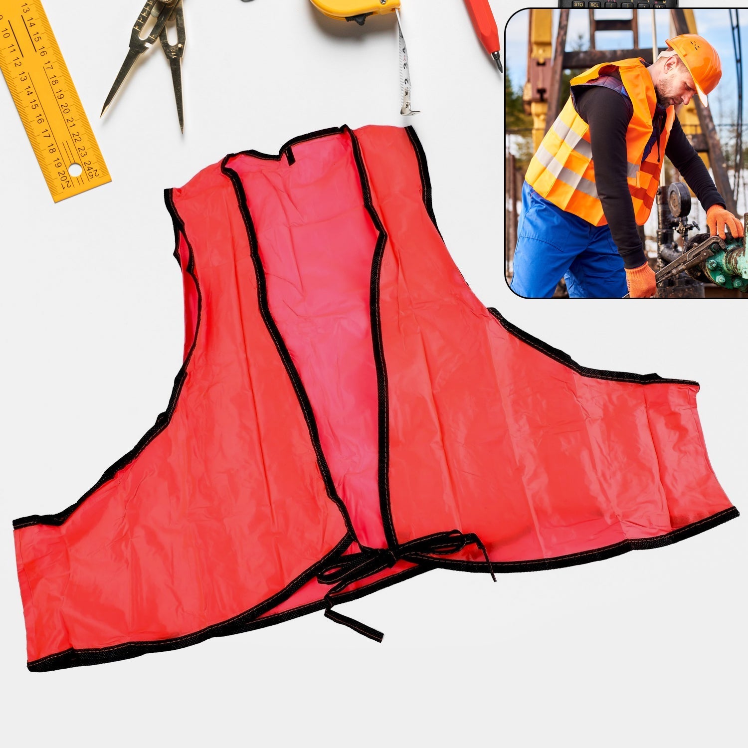 Economy PVC Safety Vest – Soft Vinyl, Tie Closure, High Visibility Variety Bazaar