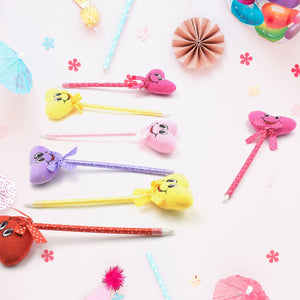 Cute Cartoon Shape & Heart Design Facy Writting Pen Attached Rattle | Ball Pen Smooth Writing For Wedding , Events & Multiuse Pen Best Pen l Use for Kids (12 Pcs Set Mix Design & Color) Variety Bazaar