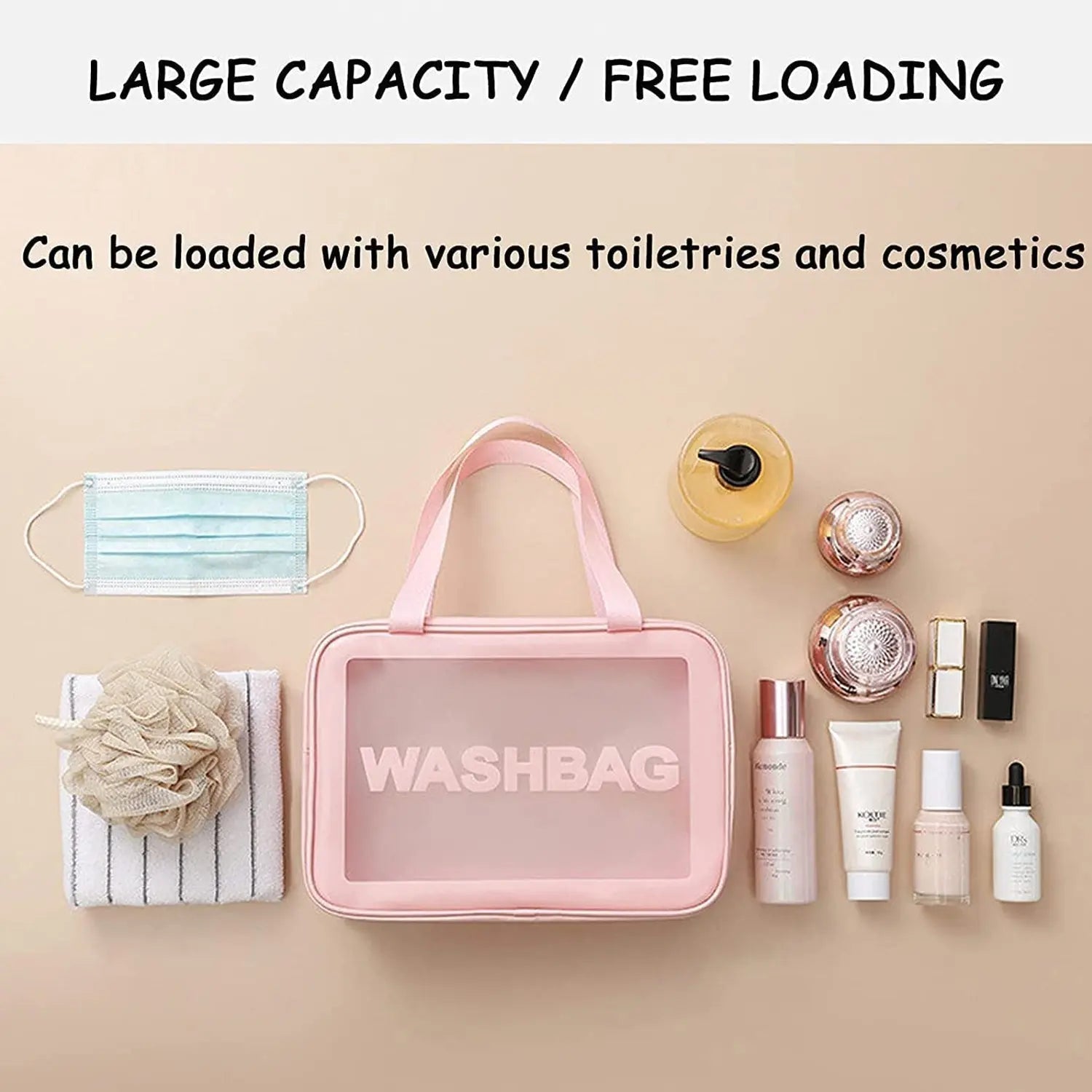 12682 Cosmetic Pouch, Make up Bag for Home & Travel, Toiletry Bag for Cosmetics, Brushes, Accessories Set of 3 Small, Medium & Big - Wash Bag - varietybazaar.co.in