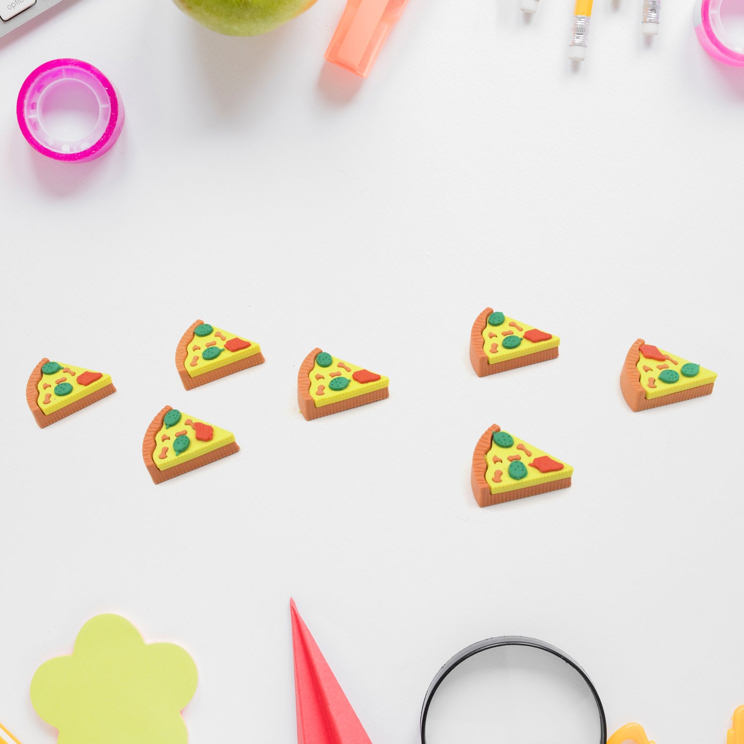 3D Pizza Slices Eraser Set – Fancy & Colorful Stationery for Kids & Gifts (7 slice) Variety Bazaar