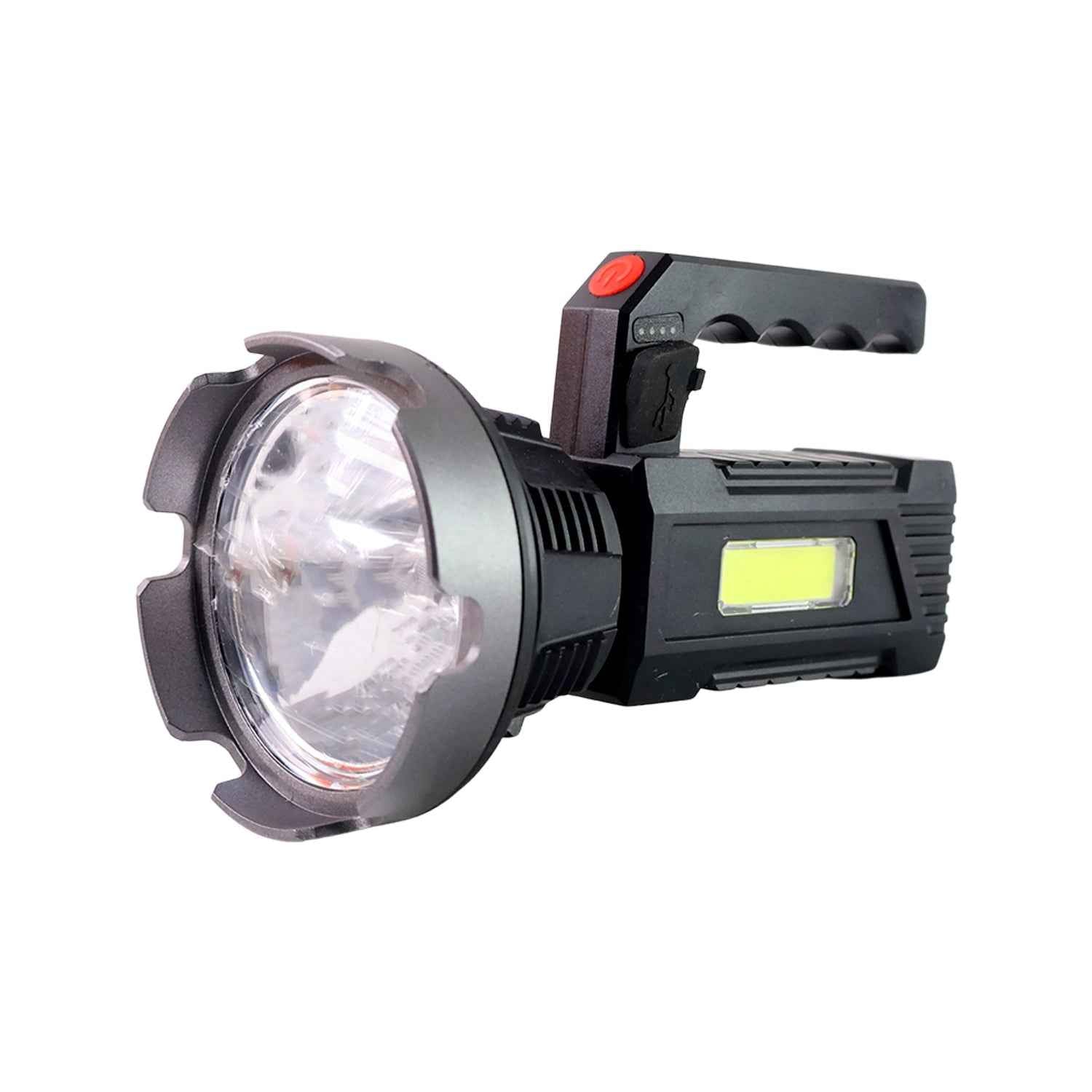 Heavy-Duty Rechargeable USB LED Hand Torch with COB Side Light (1 Pc)