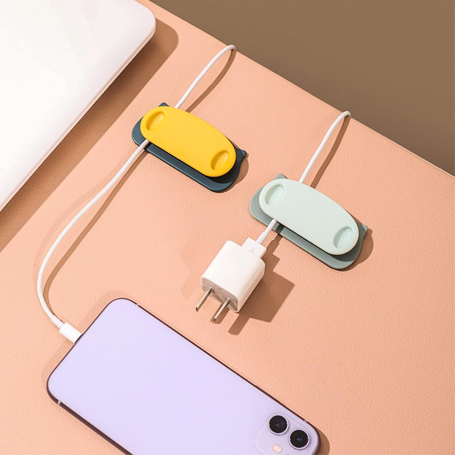 Pig Plug Wire Organizer Cable Holder Clips with Self-Adhesive Pad (4 Pcs Set) Variety Bazaar