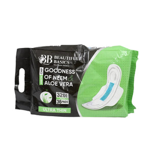 Sanitary Pads for Women With Goodness of Neem & Aloe Vera | Ultra Thin | Leakage Protection | PH Balance | With Antibacterial Anion Chip | 5X More Absorbance (320 mm / 36 Pads) Variety Bazaar