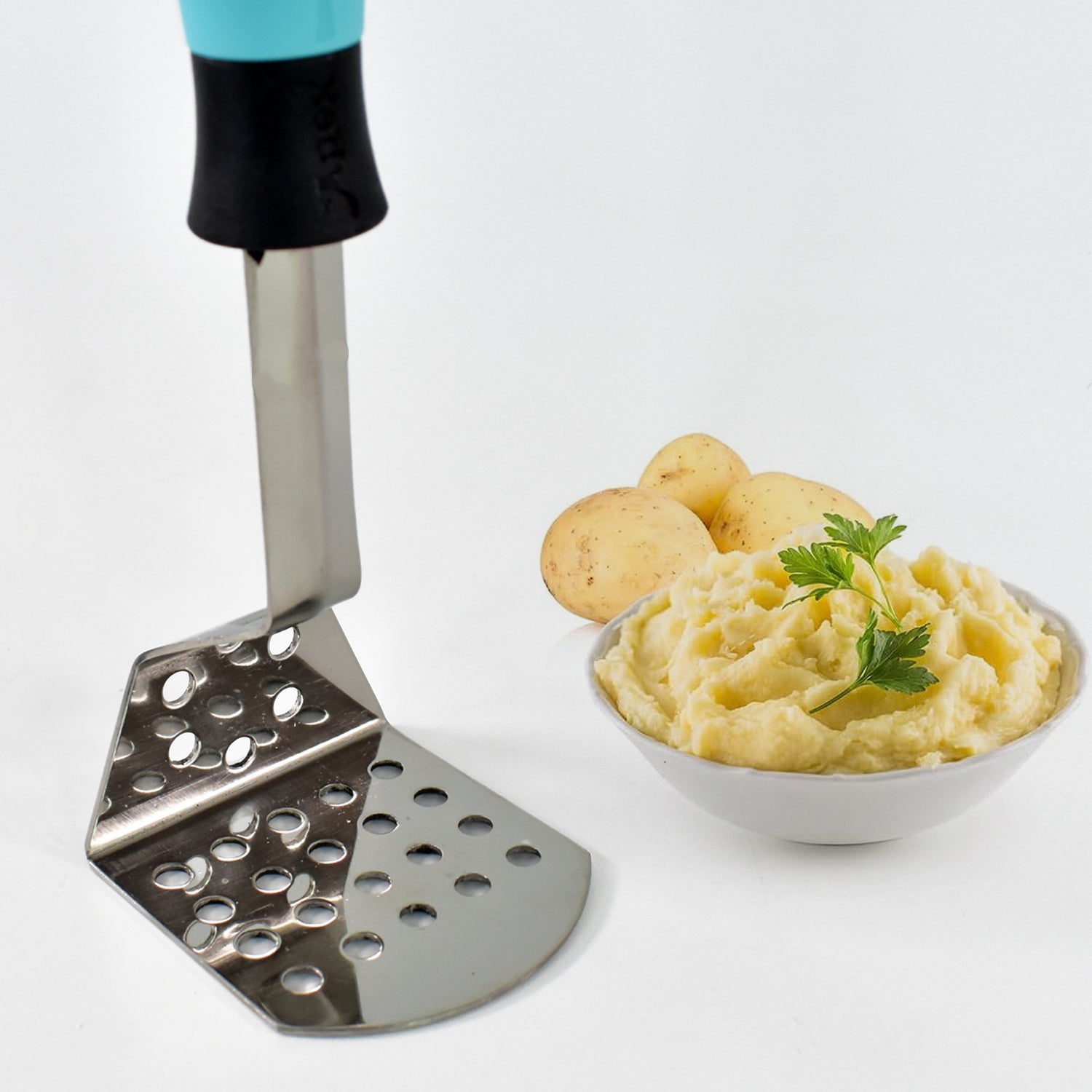 Apex L-Handle Stainless Steel Potato Masher Ergonomic Grip (1 Pc) Variety Bazaar
