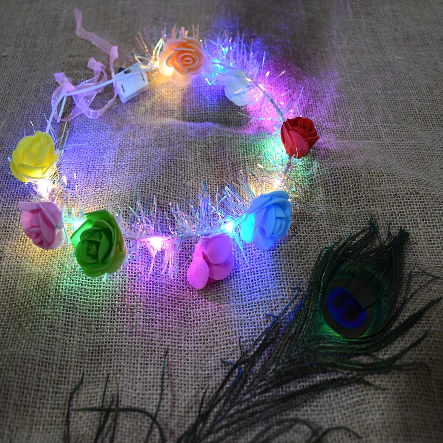 LED Flower Crown Headband – Multicolor Light-Up (1 Pc), Hair accessories Variety Bazaar