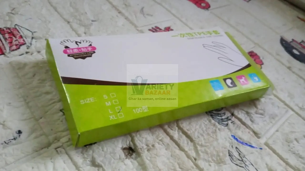 0665 Large Size Plastic Transparent Disposable Clear Plastic Hand Gloves For Home, Kitchen, Hotels, Hospitals, Clinics, Beauty Parlor, Saloons (100 pcs) Travel Sahayak