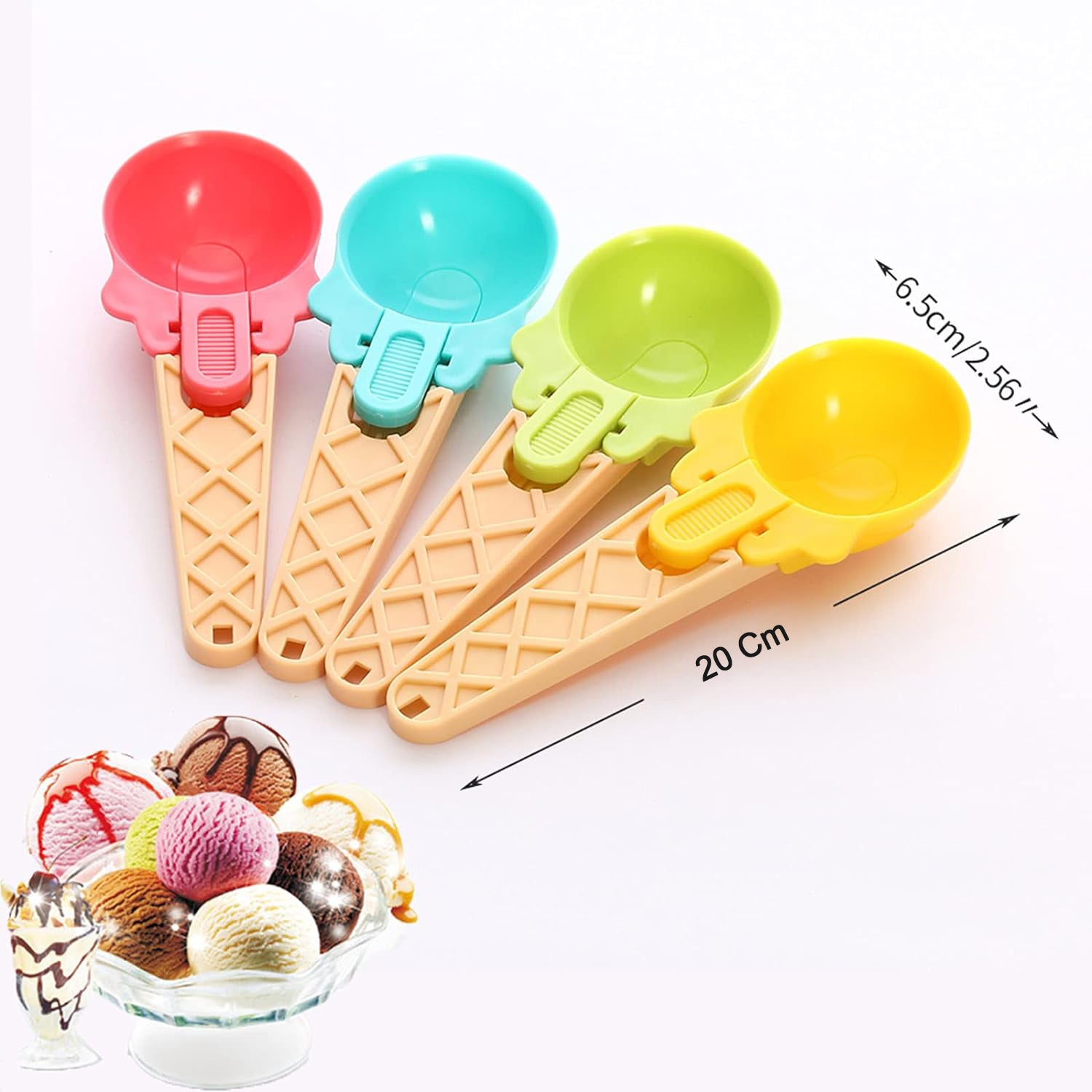 2-Piece Plastic Ice Cream & Watermelon Scooper with Trigger Dipper Variety Bazaar