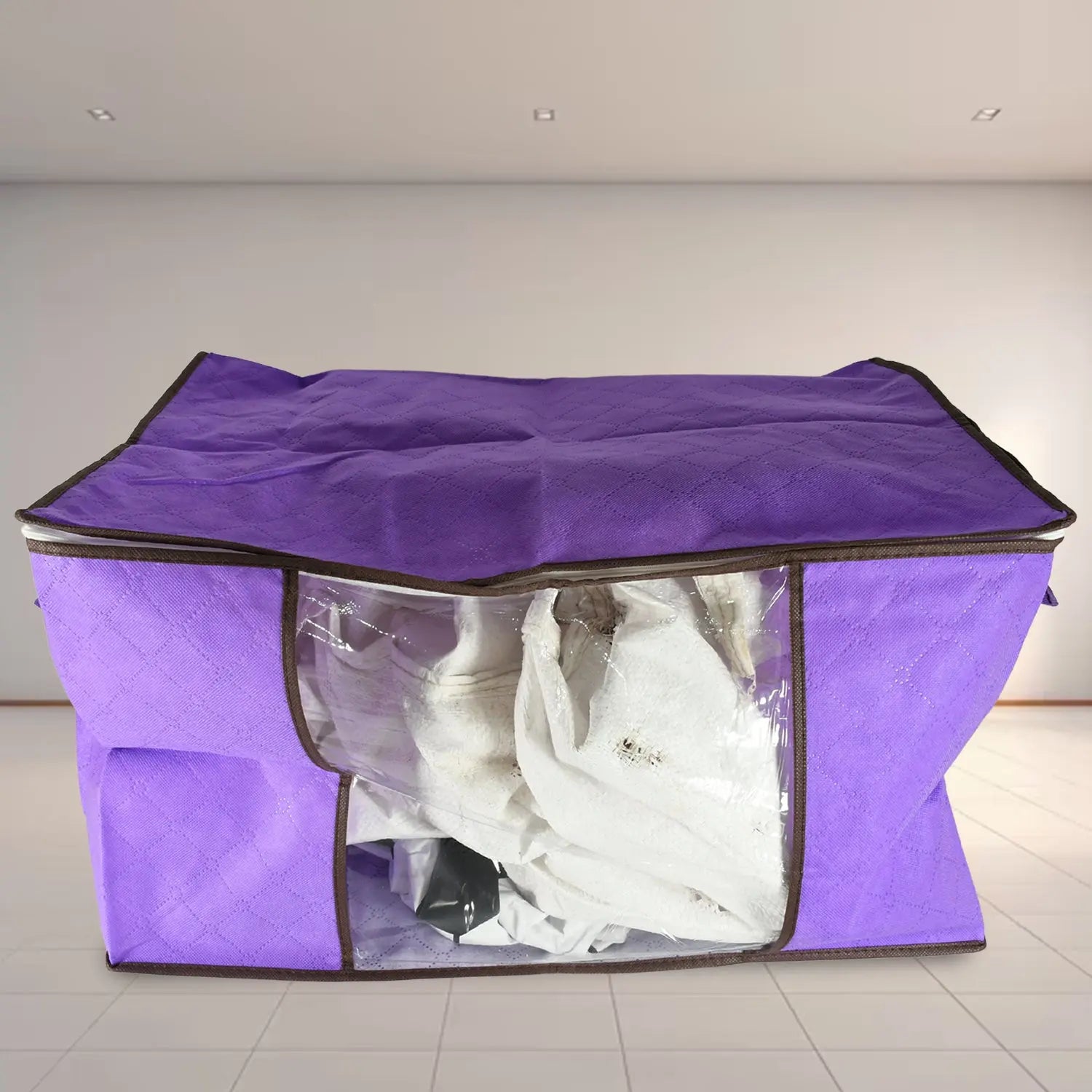 17675 Clothing storage bag with zipper, non-woven storage bag for storing the clothes and sarees. - varietybazaar.co.in