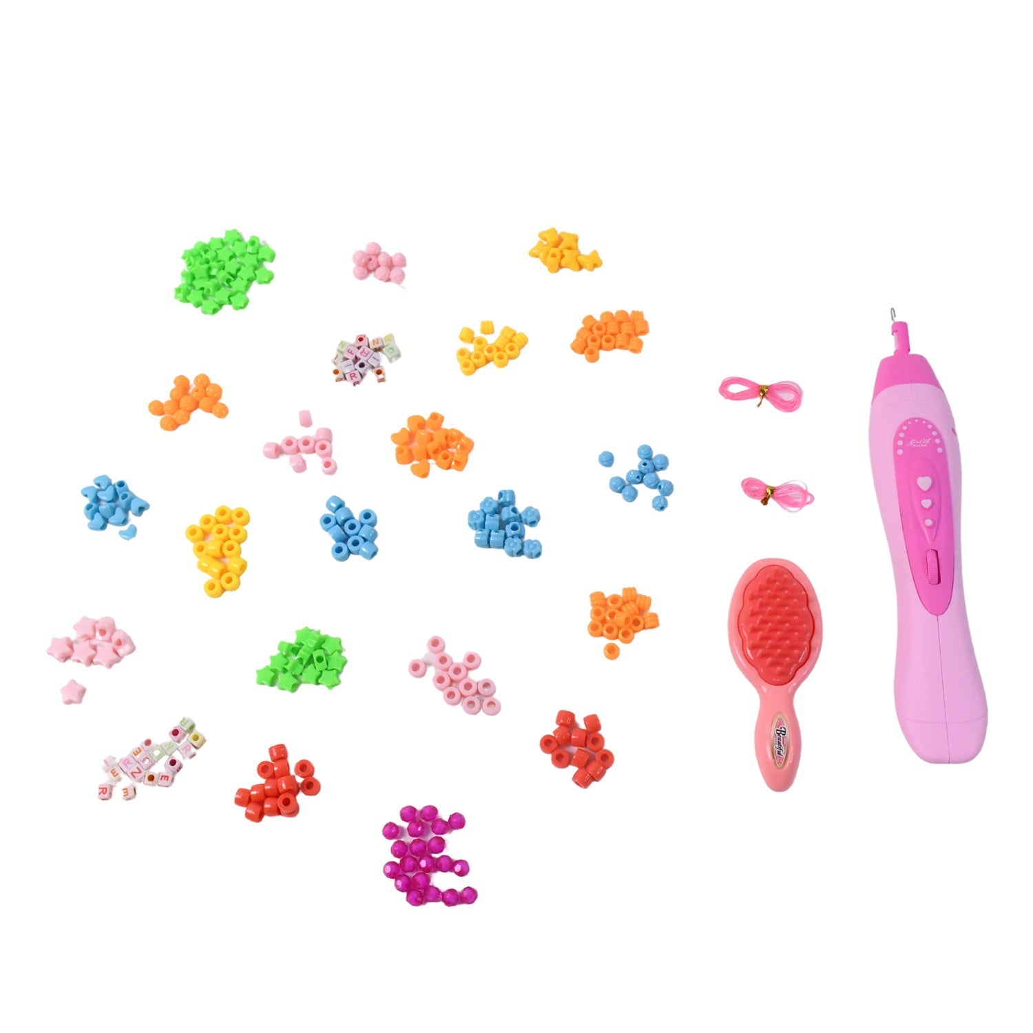 Hair Styling Clasp Clips Twisting Stringing Beads Kit for Girls, Portable Hair Braider Machine,Hairstyle Braid Kit DIY Hair Styling Tool with Comb, Rubber, Button Beads and Beads (85 Pcs Set), Hair accessories Variety Bazaar