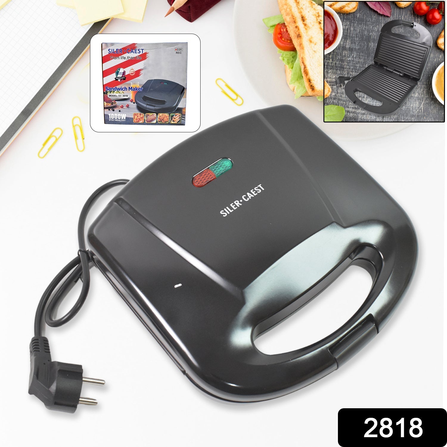 Sandwich Maker Makes Sandwich Non-Stick Plates| Easy to Use with Indicator Lights Sandwich toaster Variety Bazaar