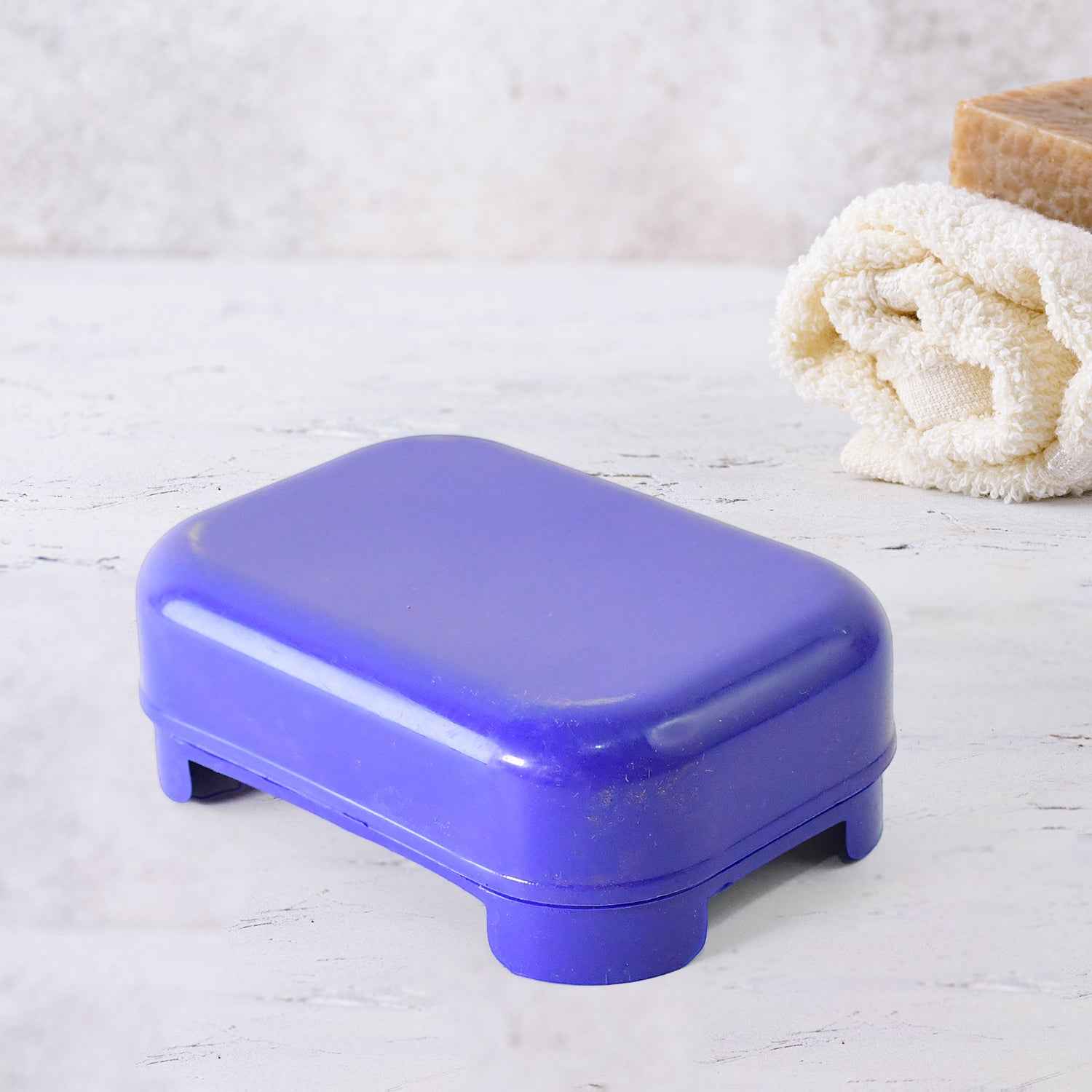 Premium Quality Rectangular Blue Plastic Soap Case (1 Pc)