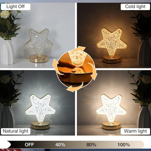 Star Crystal Diamond Touch Lamp – USB Rechargeable, 3-Way Dimmable Variety Bazaar
