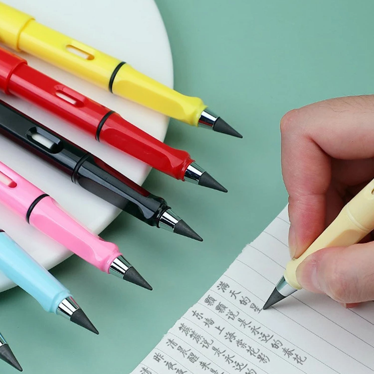 2-in-1 Everlasting Magic Pencil with Replaceable Eraser – Inkless, Reusable, Portable (1 Pc / Mix Color)) Variety Bazaar