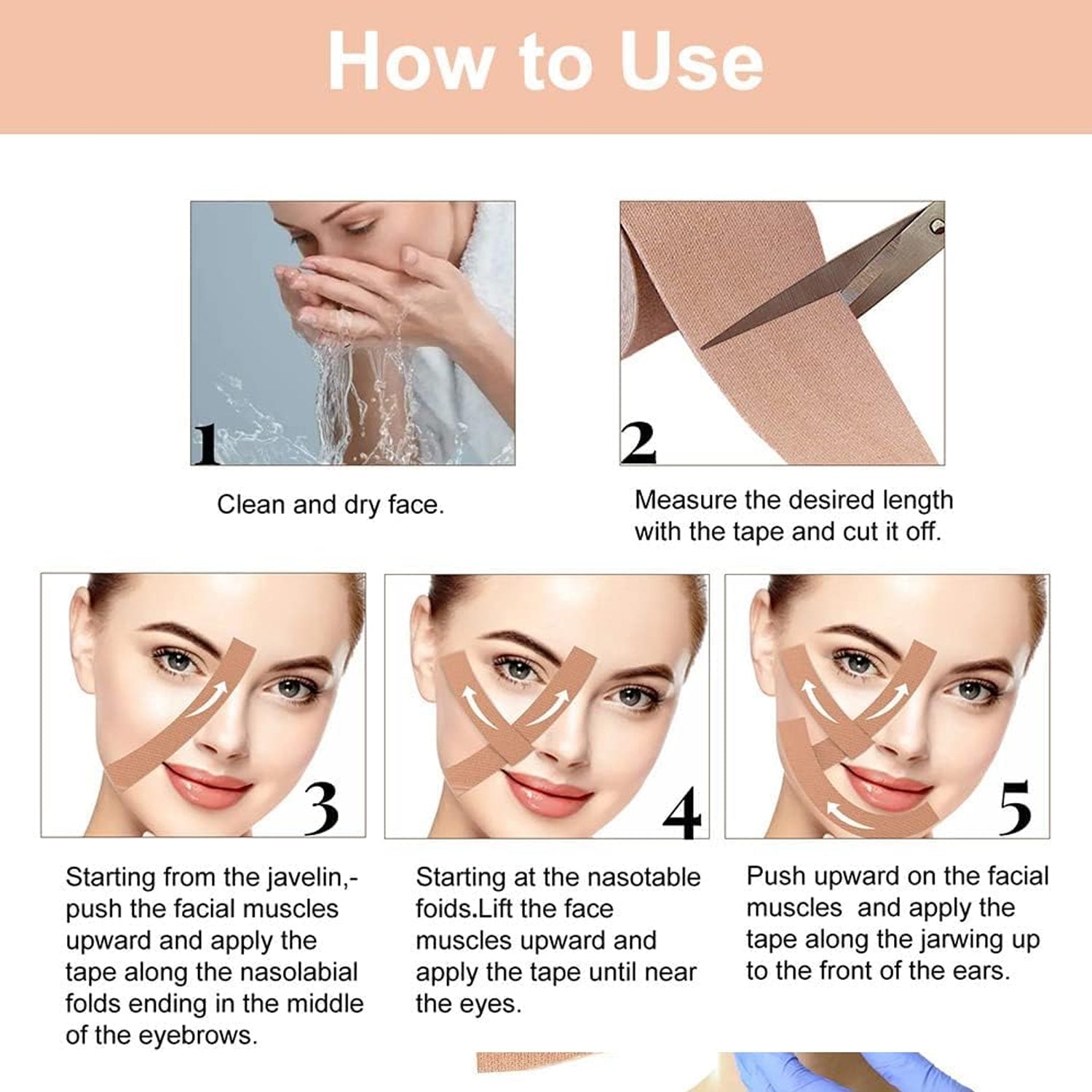 Face Lifting Tape, Myofascial Face Tightening Tape, 2.5 cm x 5 m (1 Pc) Variety Bazaar