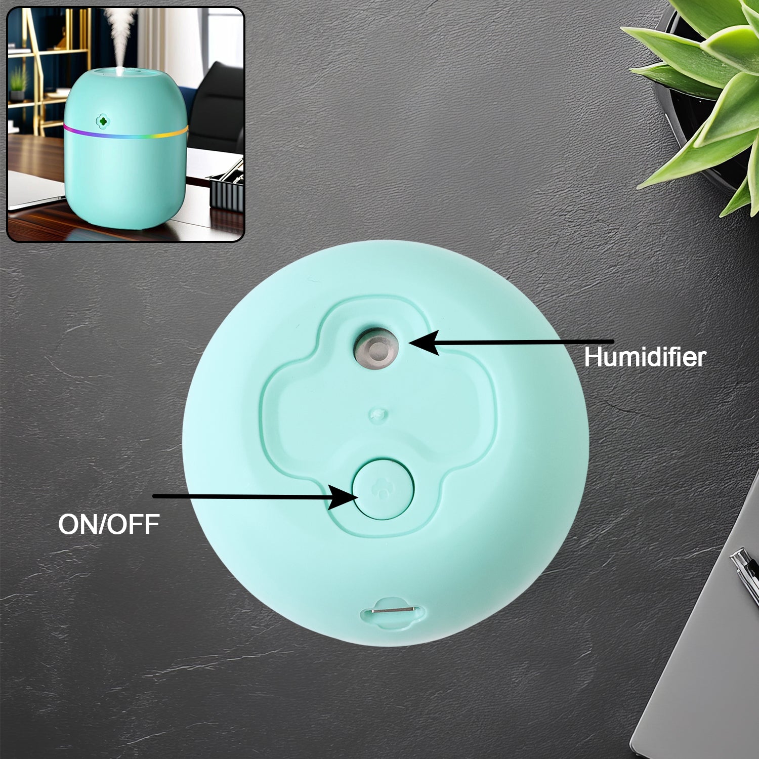 Portable Mini USB Humidifier with Light, Cool Mist & Essential Oil Diffuser (250ML) Variety Bazaar