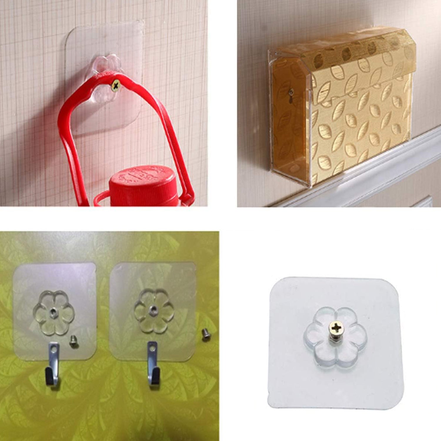 Self Adhesive Hooks Sticker | Screw Nut and Bolt Type (4 Pcs Set) Variety Bazaar