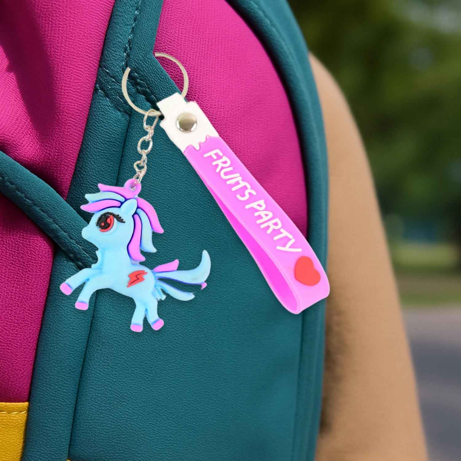 Cute Cartoon Unicorn Keychain with Silicone Strap (1 Pc / Mix design)