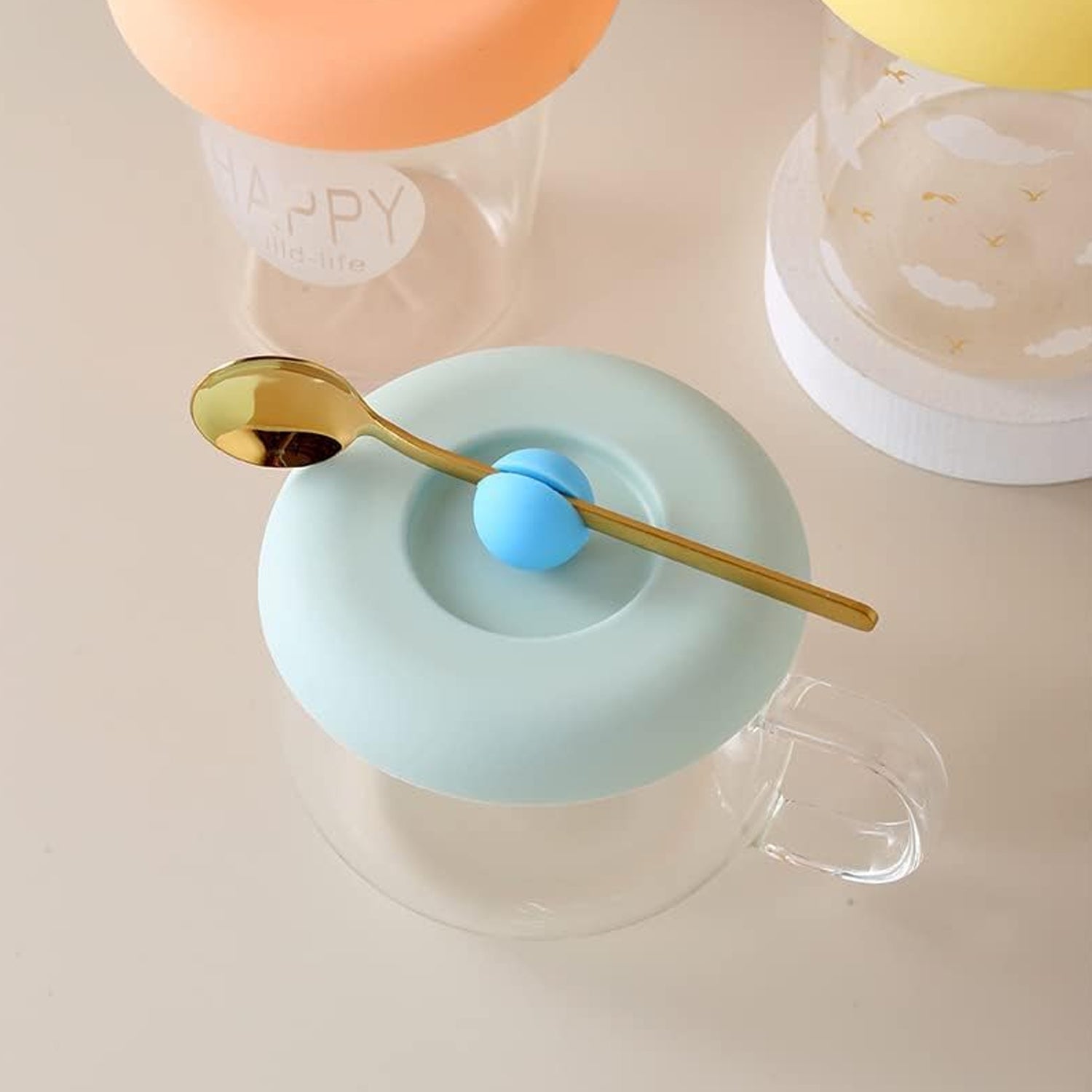 Cup / Mug Lid Dust Proof Silicone Rubber Airtight Seal (Cup & Spoon Not Included Only Lid/ 1 Pc) Variety Bazaar