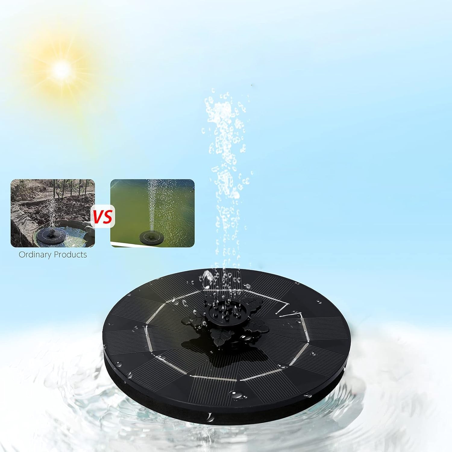 Fast Fountain by Pocket Hose - Solar-Powered - Instantly Adds a Water Feature Virtually Anywhere - 5 Spray Modes - No Installation or Batteries Required - Great for Bird Baths, Pools, Pond & More (1 Pc) Variety Bazaar
