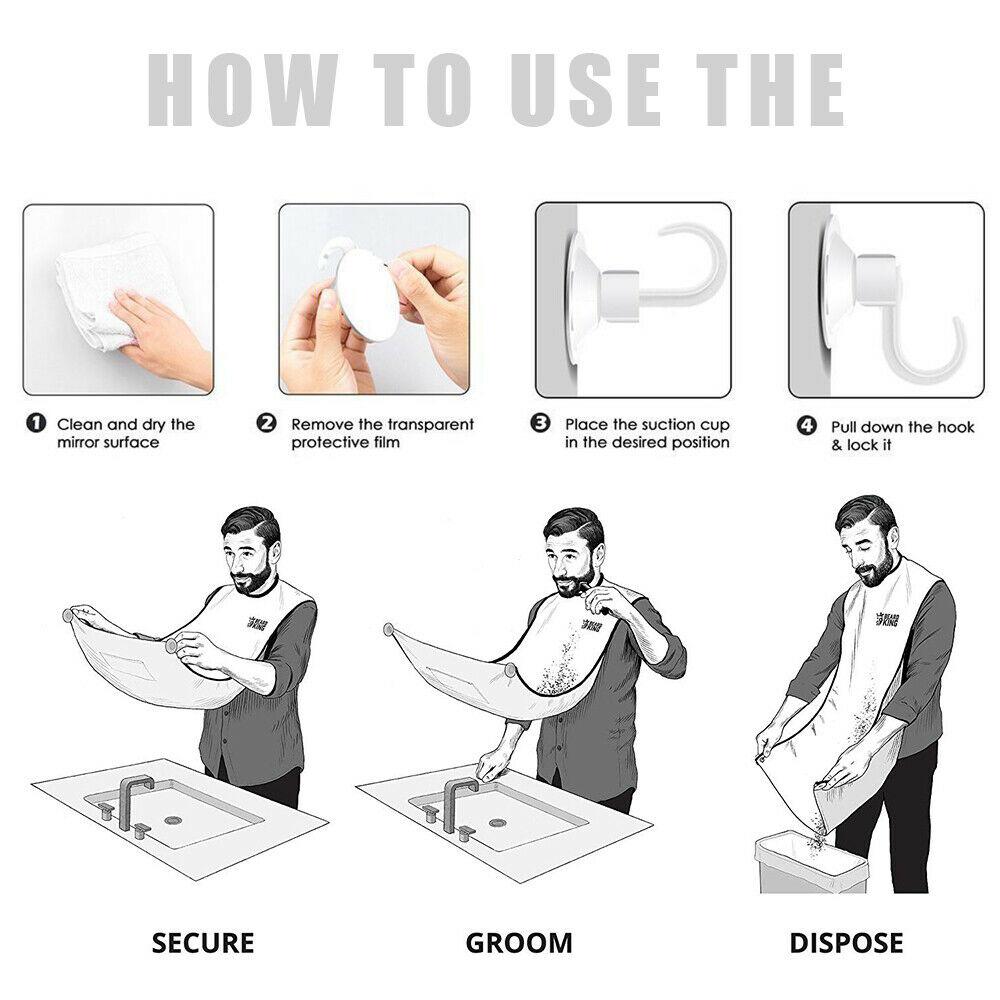 Black Beard Apron Hair Clippings Catcher Grooming Bib Variety Bazaar