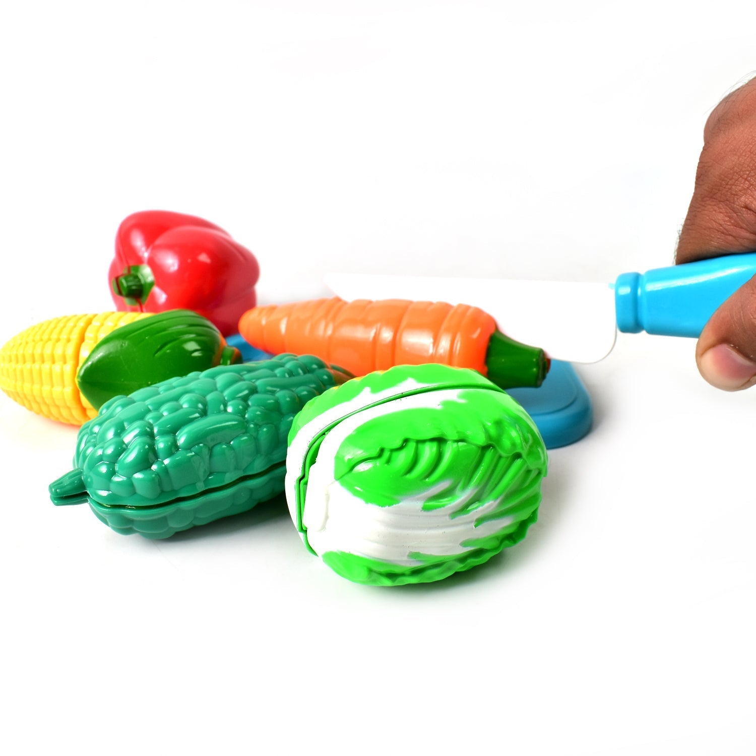 Realistic slice-able fruits and vegetables cut in 2 part play toy set Variety Bazaar