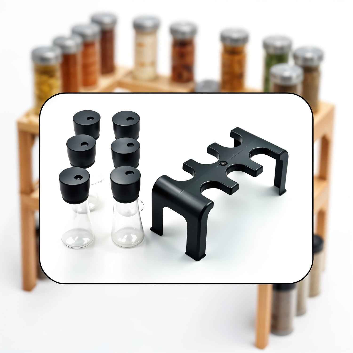 6-Piece Plastic Spice Jar Set with Stand
