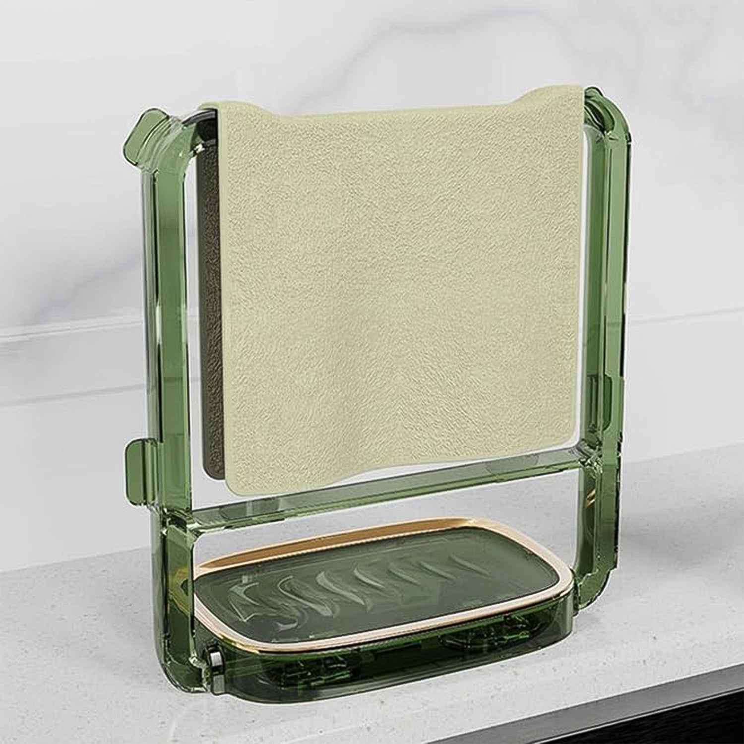 2-in-1 Self-Adhesive Towel Hanger & Soap Holder Stand (1 Pc)