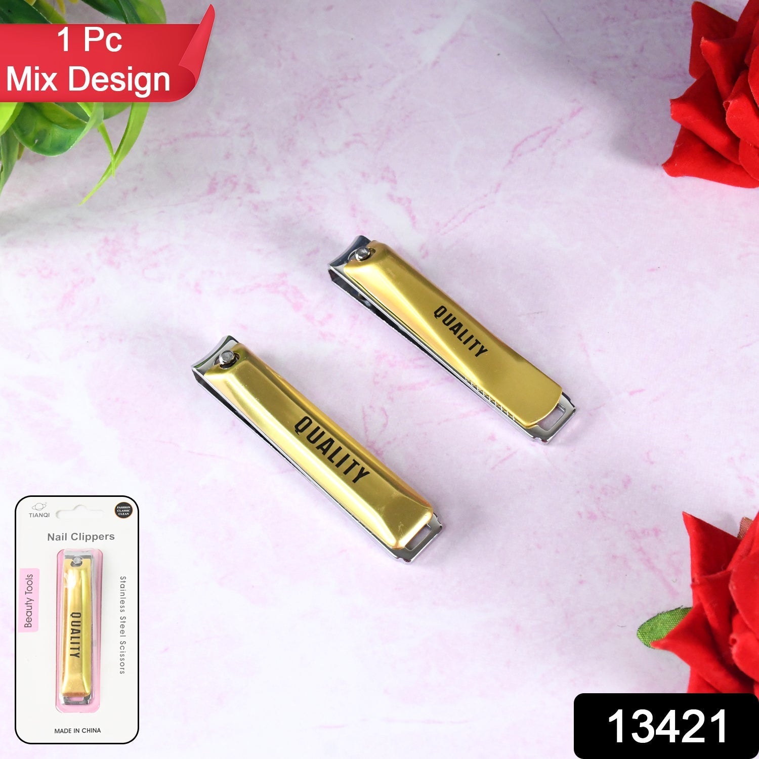 Stainless Steel Folding Portable Large Nail Clippers with Nail File (1 Pc / Mix Design) Variety Bazaar