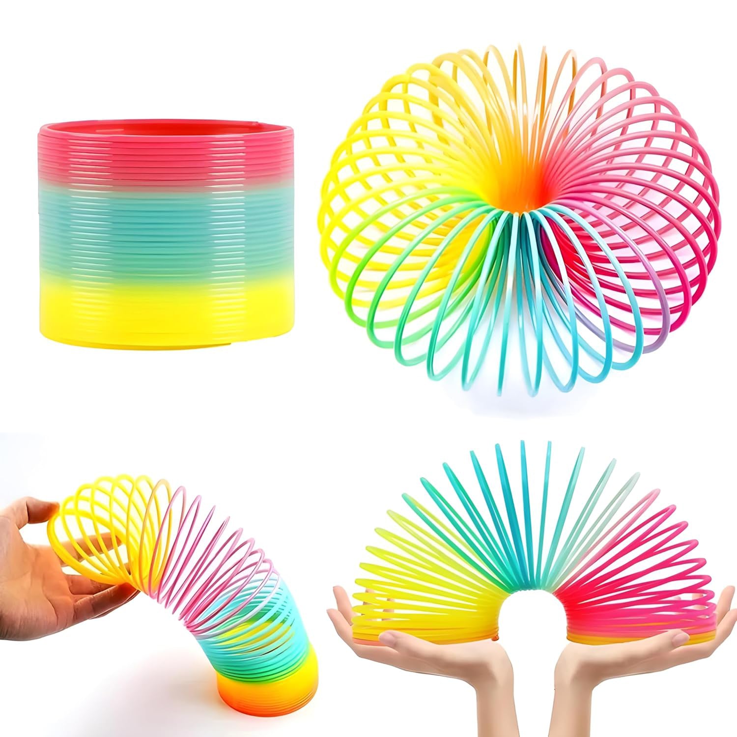 Rainbow Slinky Spring Toy – Compact, Portable Fun Toy for Kids & Adults, Great for Birthdays (1 Pc)