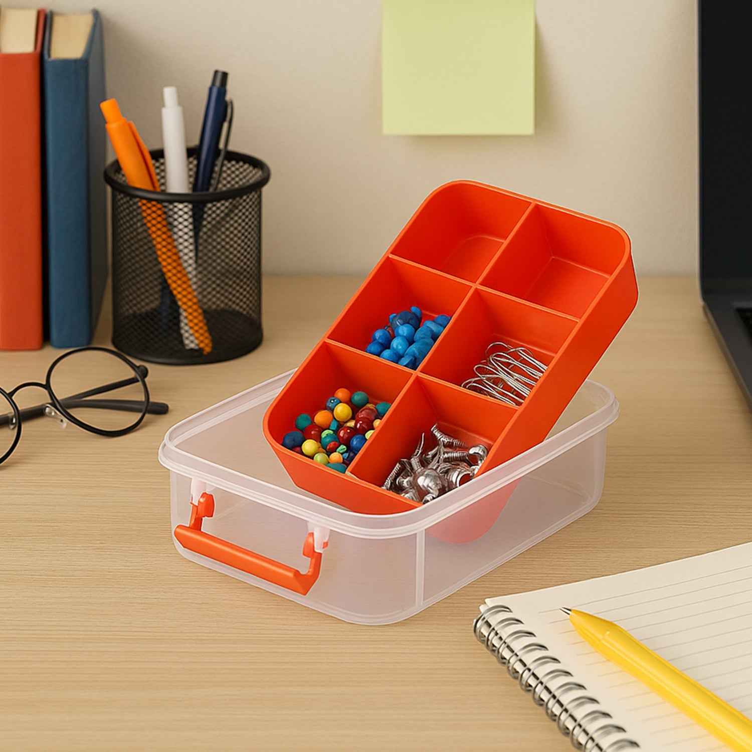 3-Layer Multi-Purpose Transparent Plastic Storage Carry Box with Handle
