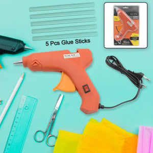 Professional 60 Watt Hot Melt Glue Gun with 5 Glue Sticks & On/Off Switch Variety Bazaar