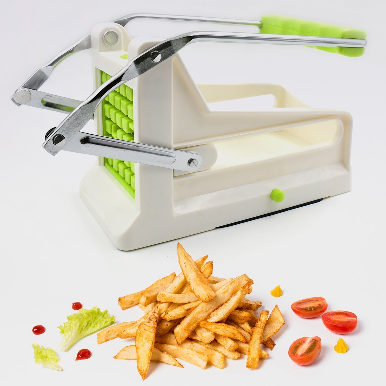 French Fry Cutter, Great with Vegetables, Potato Fries Cutter Professional Vegetable Cutter Stainless Steel Cutter Potato, Onions, Carrots, Cucumbers, Fruits Potato Cutter (1 pc) Variety Bazaar