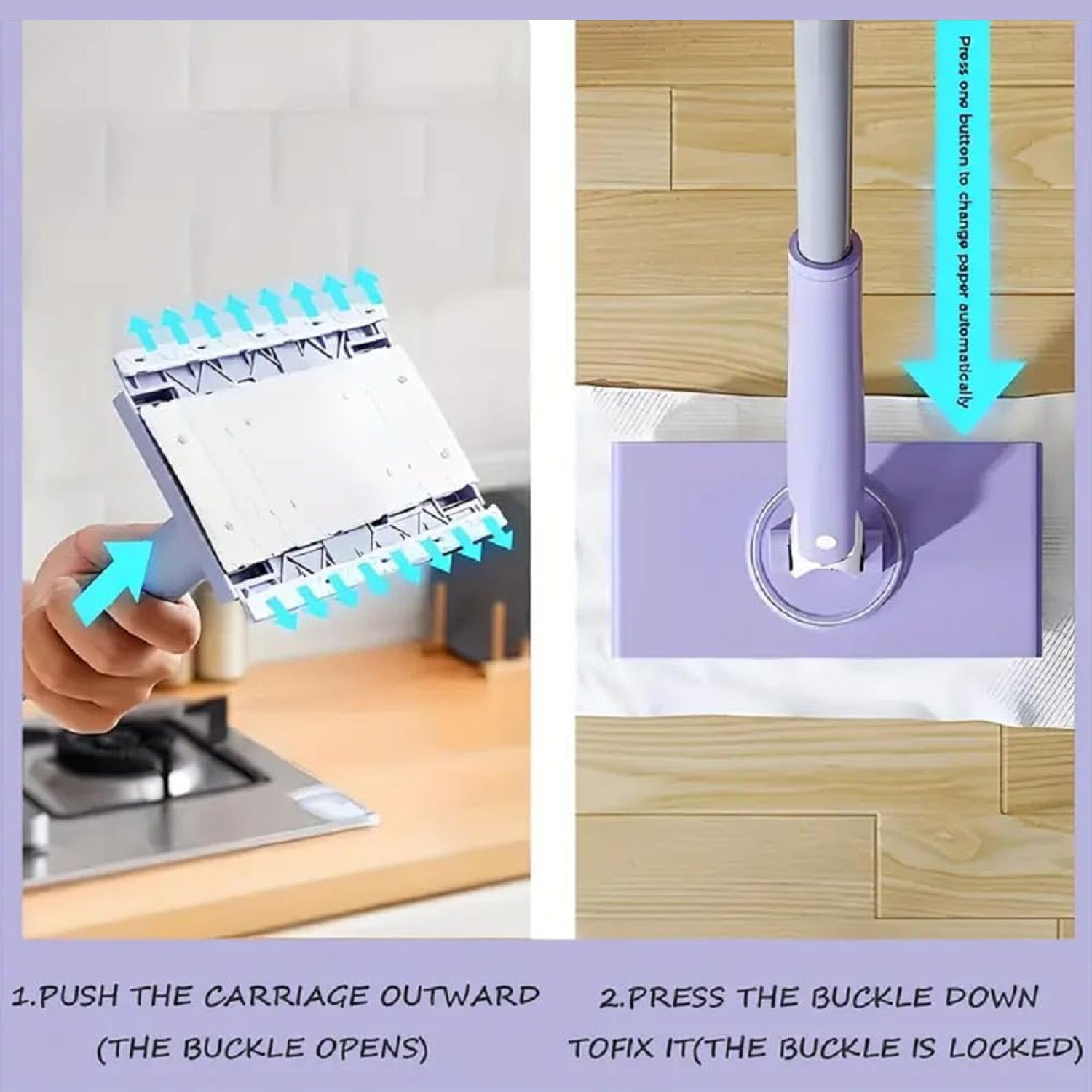 Automatic Cloth Changing Mini Mop with Push Pull Cloth Changing Handle (1 Pc) Variety Bazaar