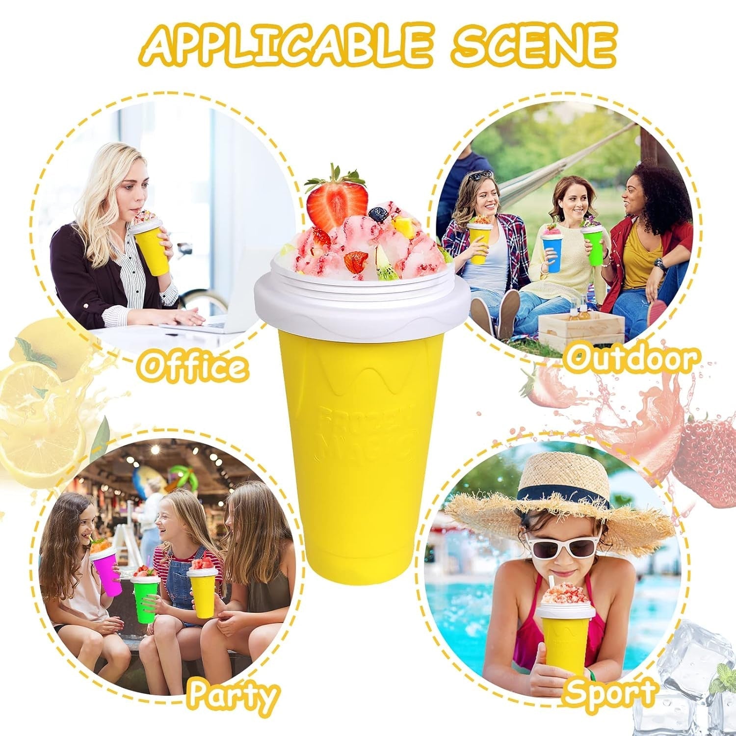 Smoothies Maker Cup, Magic Quick Frozen Smoothies Cup Cooling Cup Double Layer Squeeze Cup Slushy Maker (1 Pc) Variety Bazaar
