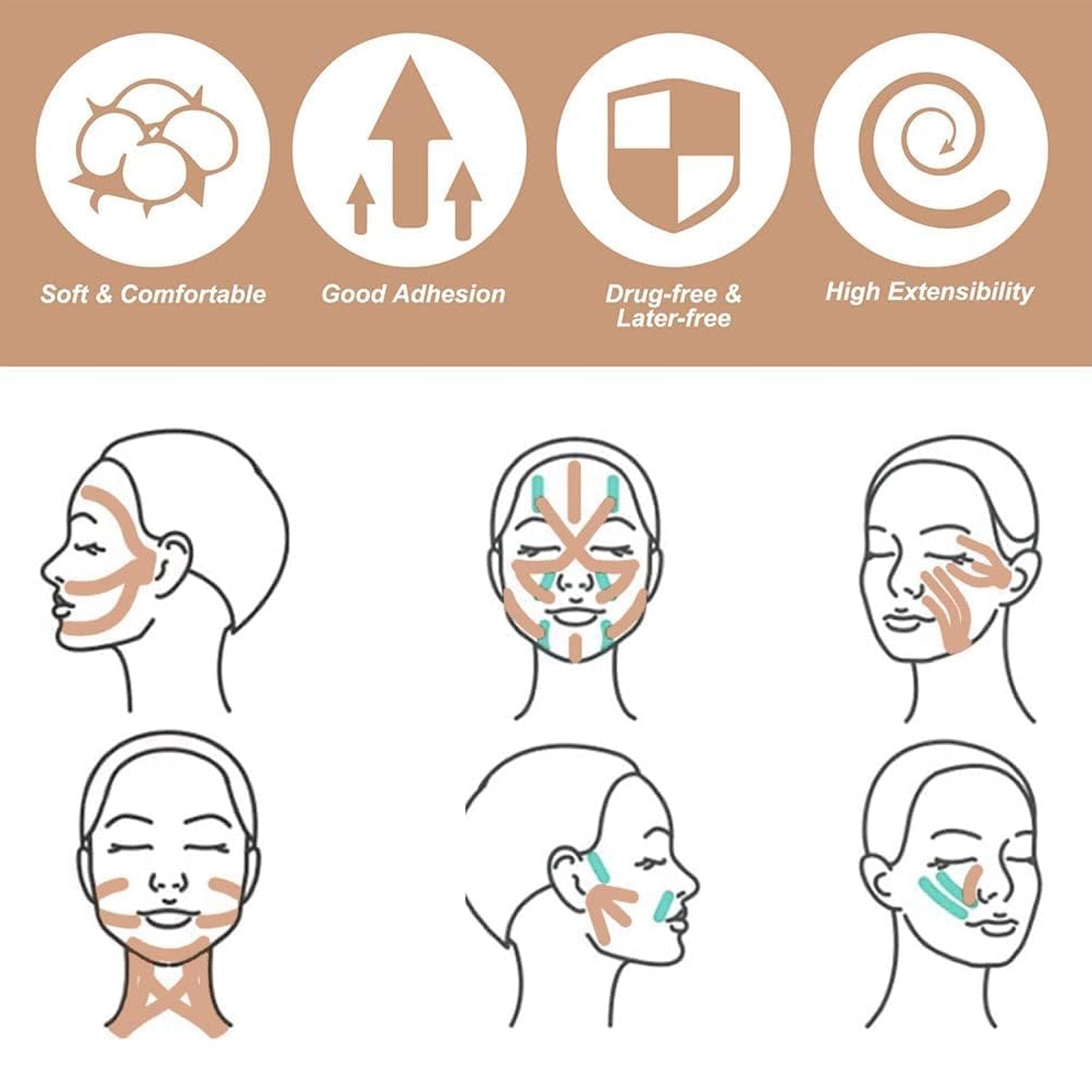 Face Lifting Tape, Myofascial Face Tightening Tape, 2.5 cm x 5 m (1 Pc) Variety Bazaar