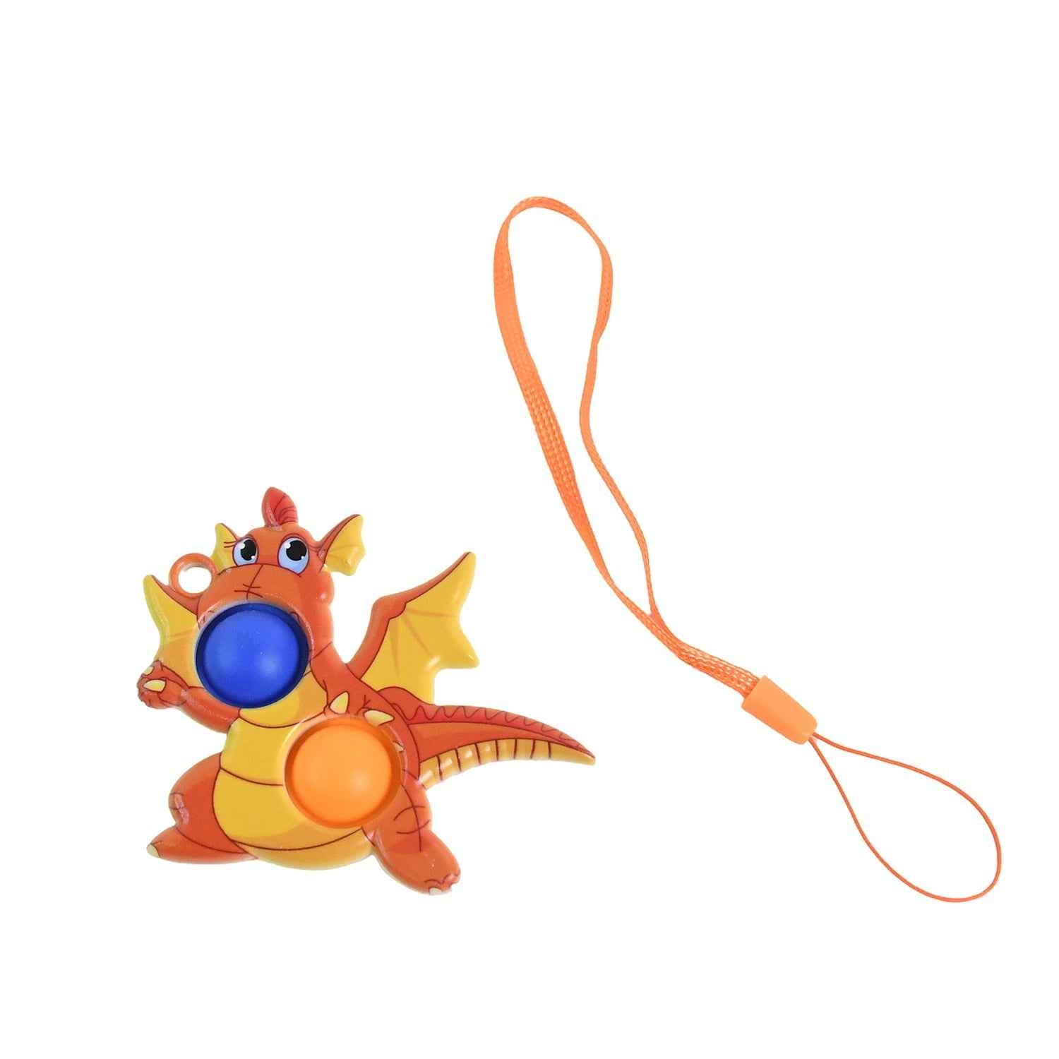 2-Bubble Dragon-Shaped Push Pop Fidget Toy with Strap (1 Pc)