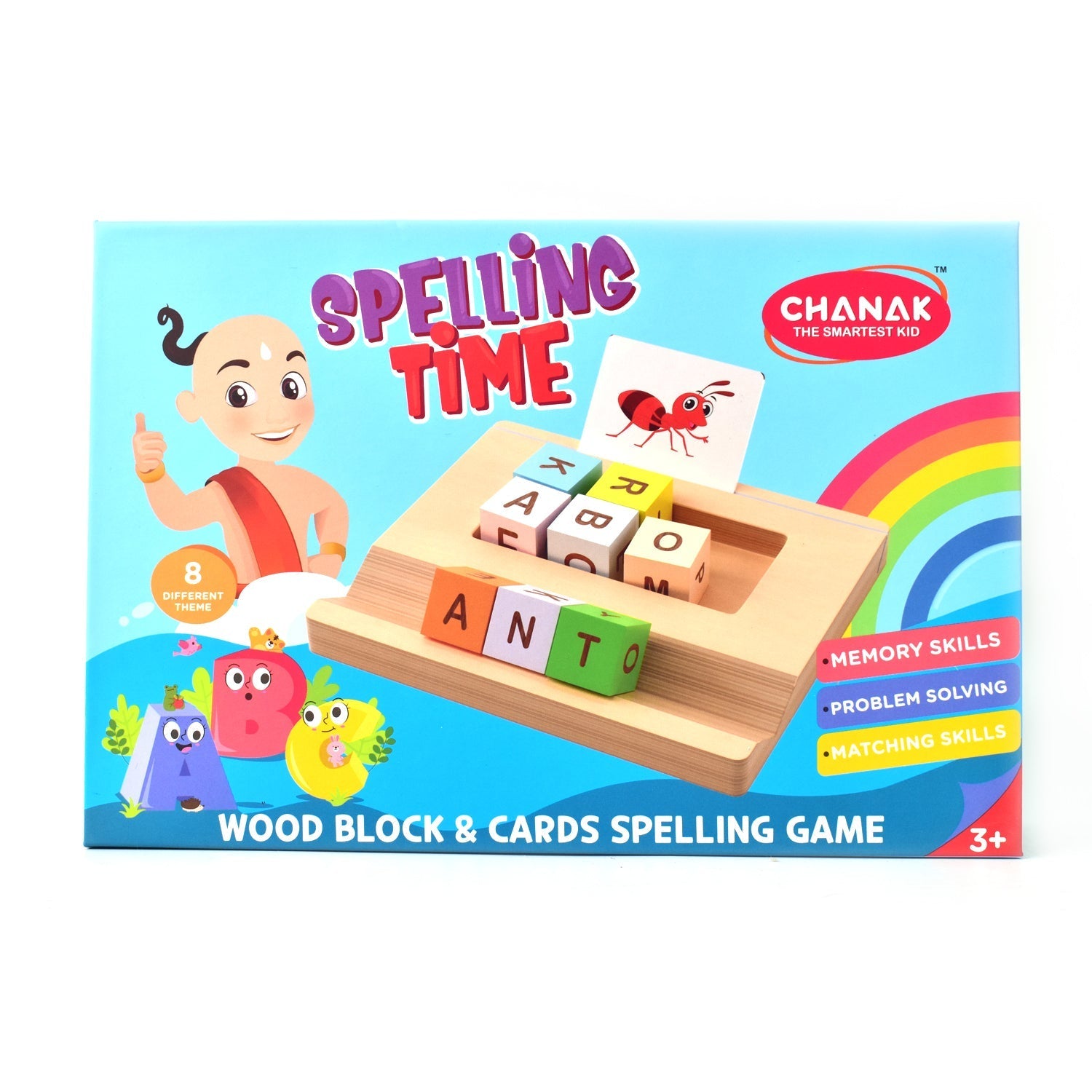Alphabet Puzzle Spelling & Reading Words (26 Flash Cards & 8 WoodenBlock) travel sahayak