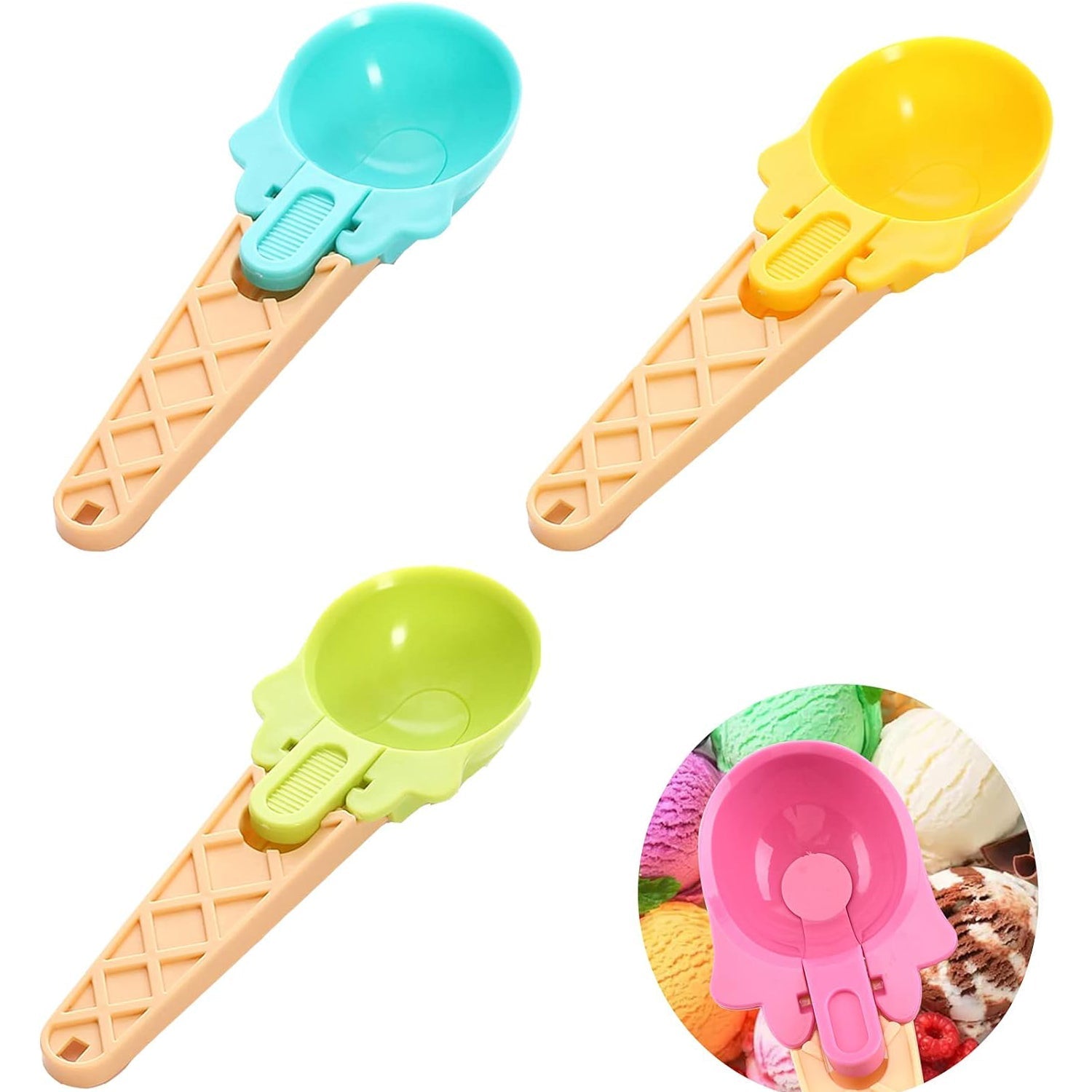2-Piece Plastic Ice Cream & Watermelon Scooper with Trigger Dipper Variety Bazaar
