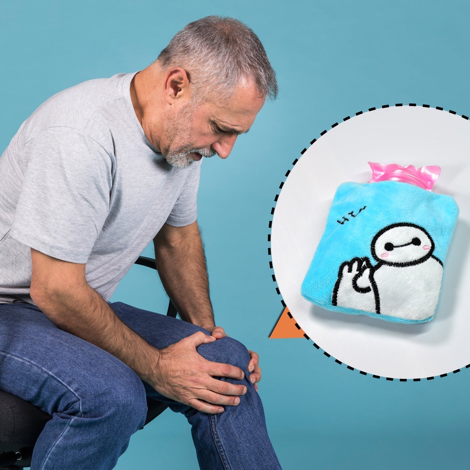 Blue Baymax Small Hot Water Bag with Cover for Pain Relief Variety Bazaar