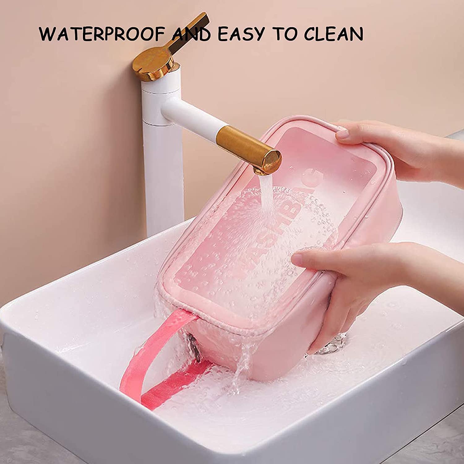 Cosmetic Pouch, Make up Bag for Home & Travel, Toiletry Bag for Cosmetics, Brushes, Accessories Set of 3 Small, Medium & Big - Wash Bag Variety Bazaar