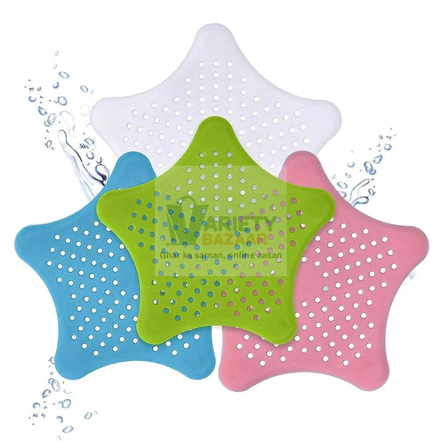 0830 Star Shape Suction Cup Kitchen Bathroom Sink Drain Strainer Hair Stopper Filter, Star Shaped Sink Filter Bathroom Hair Catcher, Drain Strainers Cover Trap Basin(Mix Color 1 Pc) Travel Sahayak
