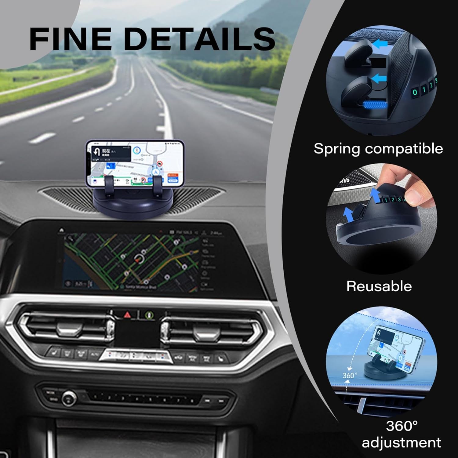 2 in 1 Car Anti-Slip Mat, Phone Holder Non Slip Sticky Phone Mount Holder (1 Set) Variety Bazaar