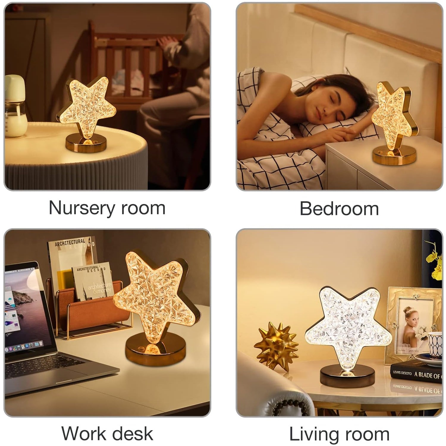 Star Crystal Diamond Touch Lamp – USB Rechargeable, 3-Way Dimmable Variety Bazaar