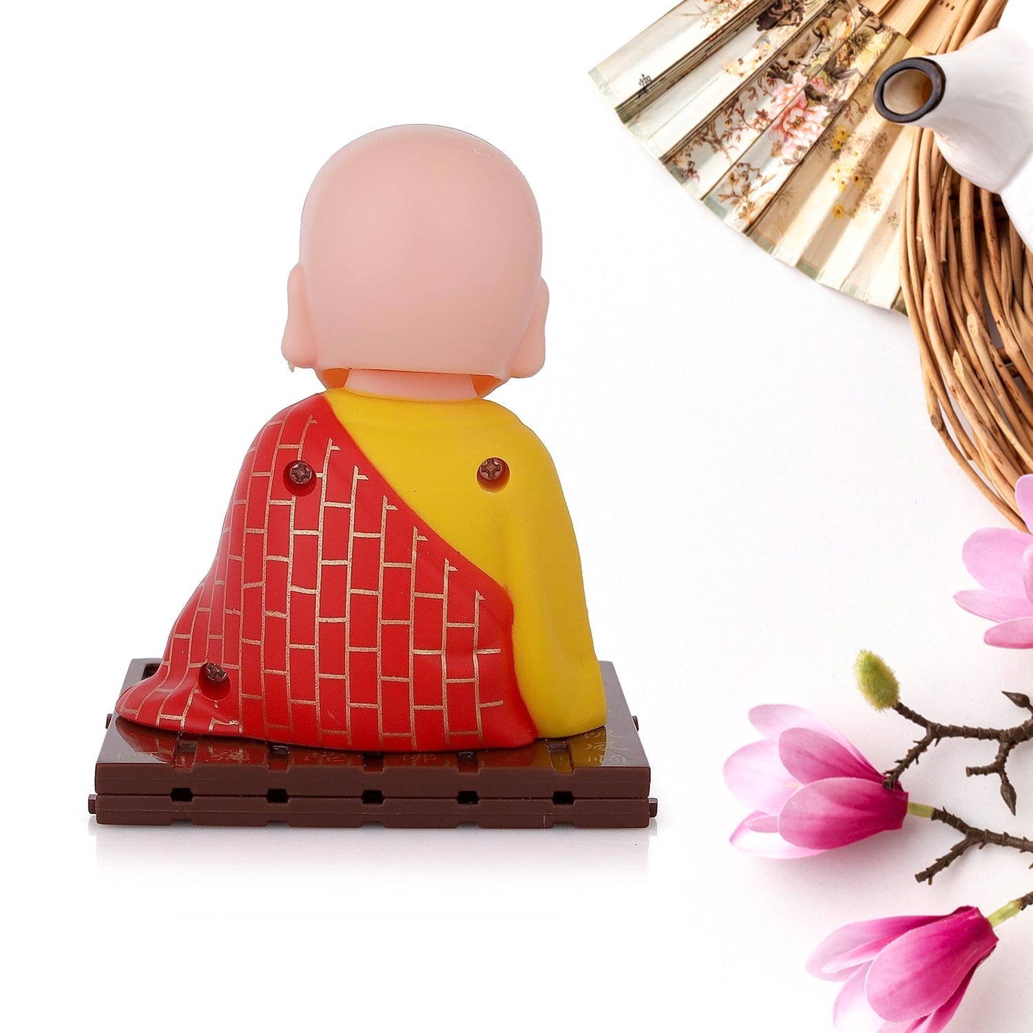 Solar Powered Sitting Buddha Statue, Moving Head and Hand (1 Pc / Medium) Variety Bazaar