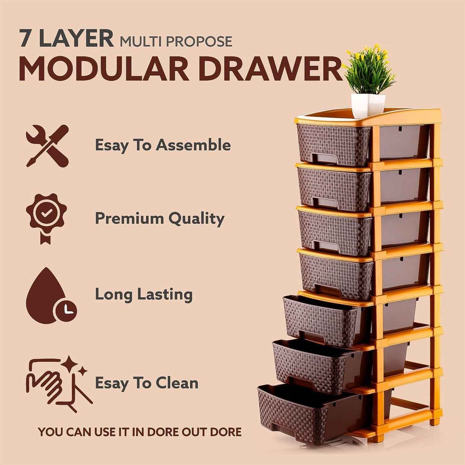 7-Layer Multipurpose Plastic Storage Drawer Organizer