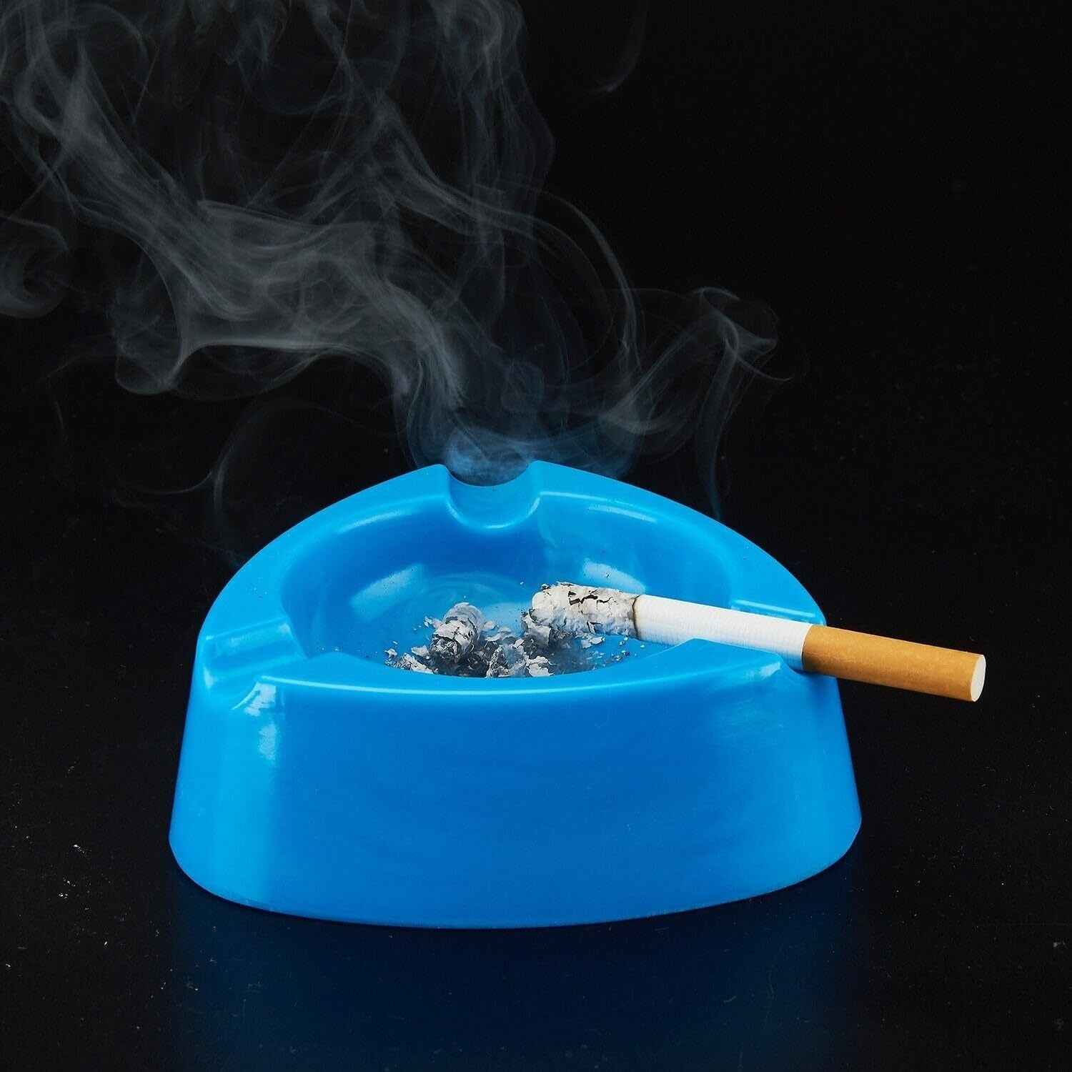 Oblivion Durable Plastic Ashtray with Wide Bowl and Triple Cigarette Holder Slots (1 Pc)