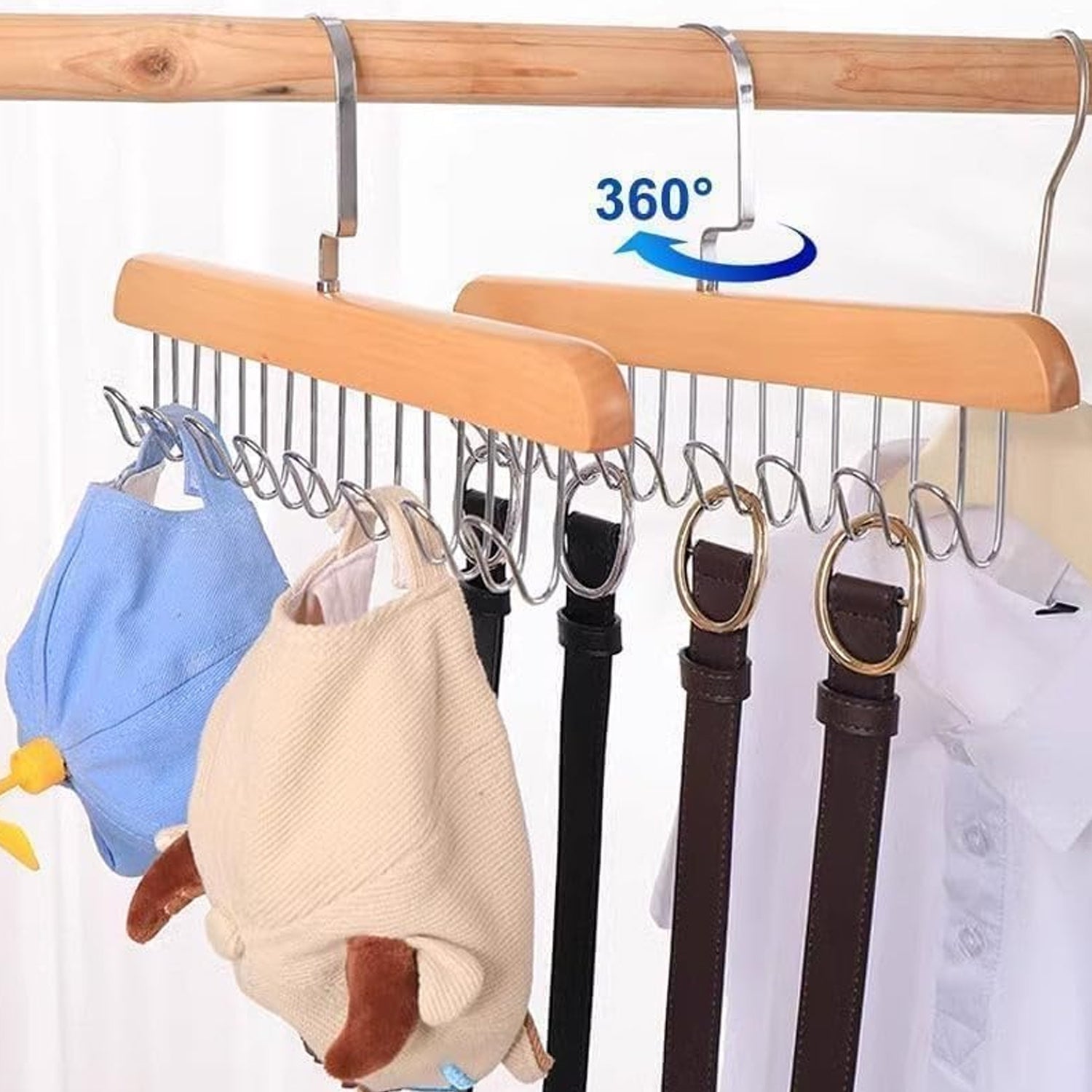 Space Saving 8 Hooks Wooden Hangers (1 Pc) Variety Bazaar