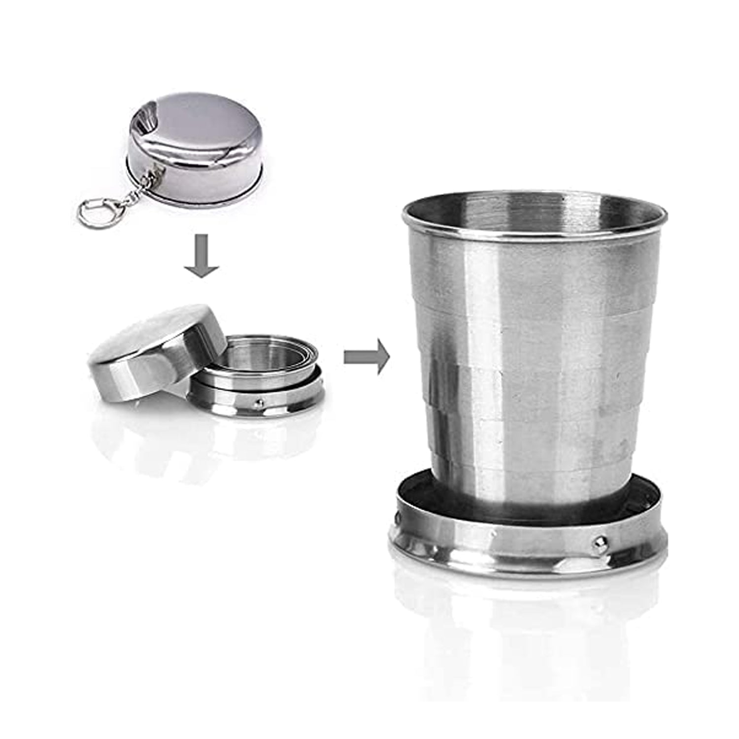 2 in 1 Camping Folding Cup with Keychain (1 Pc) Variety Bazaar