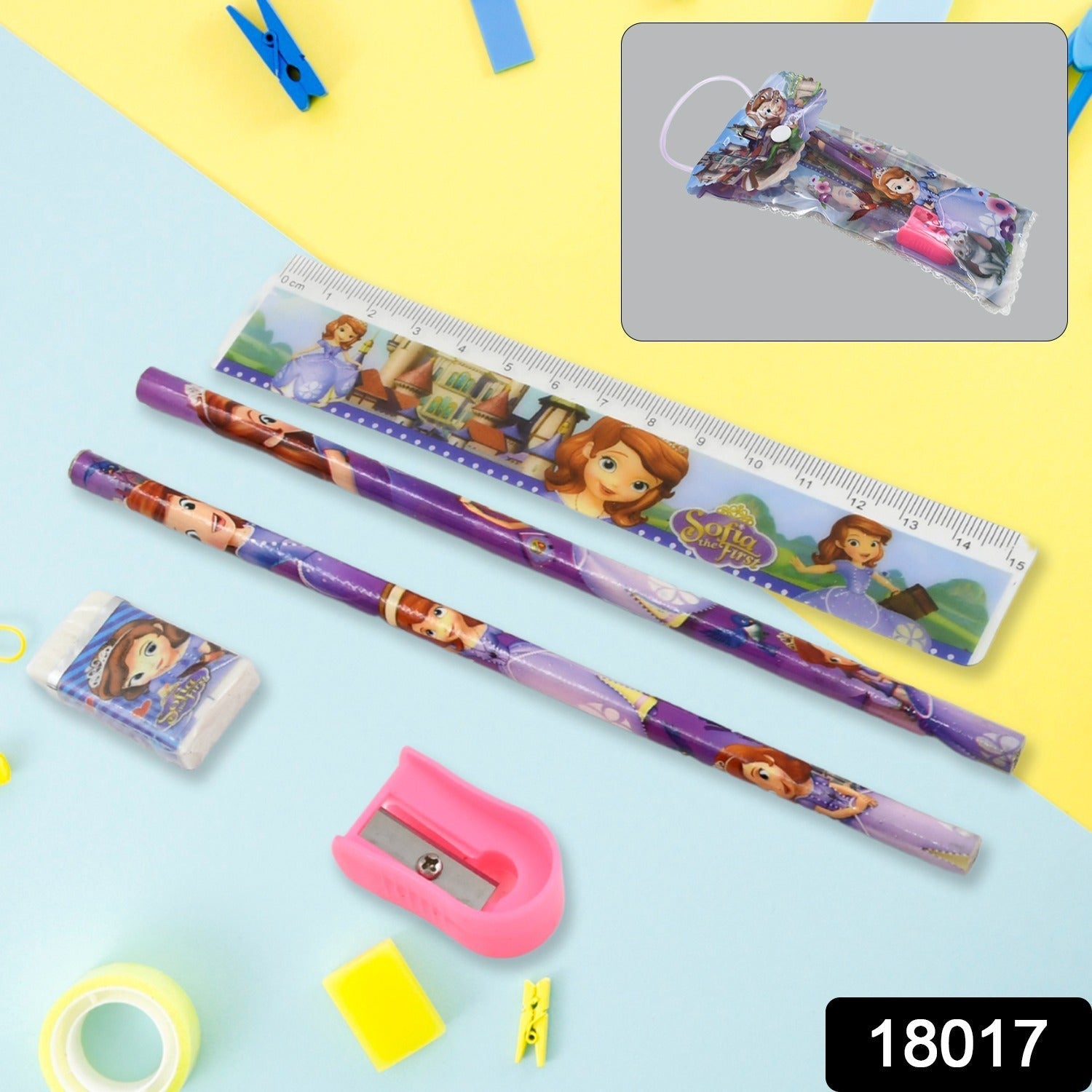 5 in 1 Mix Stationery Gift Set for Kids, Stationary Set Including 2 Pencil, Ruler, Rubber, Pencil Sharpener, School, Office Product Gift (5 Pcs Set) Variety Bazaar